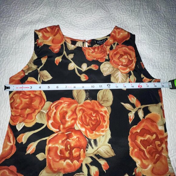 NY & CO New York and Company Black Orange Green Floral‎ Sheath Dress Size 8 - Picture 6 of 6